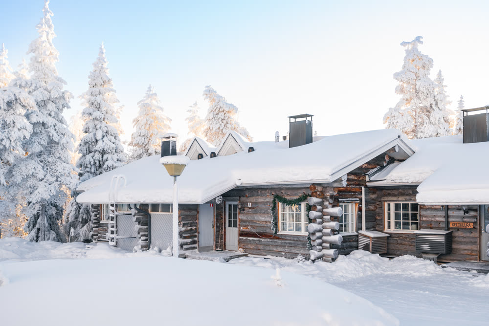 Lumiaava's exterior under fresh snow